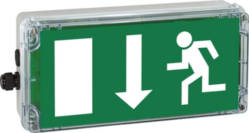 Ex-escape sign luminaires EXIT for zone 121, Pictogram EN 1838, Arrow 6 Clock