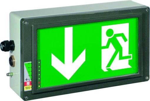 Ex-escape sign luminaires EX-LITE N with integrated emergency light function for zone 121, Pictogram DIN 4844, Arrow 6 Clock