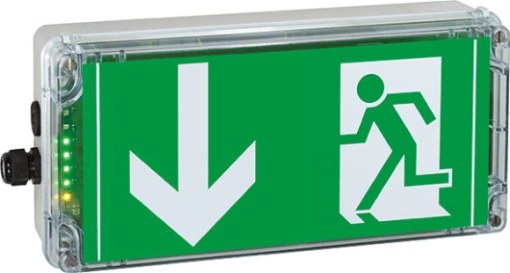 Ex-escape sign luminaires EXIT N with integrated emergency light function for zone 121, Pictogram DIN 4844, Arrow 6 Clock