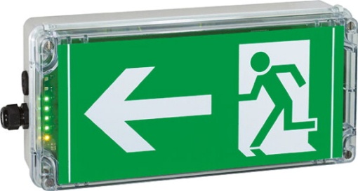 Ex-escape sign luminaires EXIT N with integrated emergency light function for zone 121, Pictogram DIN 4844, Arrow 9 Clock
