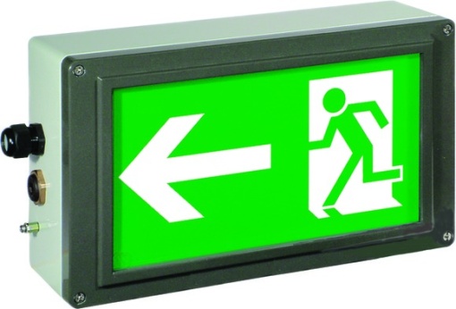 Ex-escape sign luminaires EX-LITE V-CG-S for emergency light function for zone 121, Pictogram DIN 4844, Arrow 9 Clock