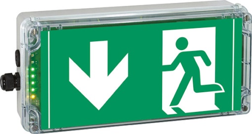 Ex-escape sign luminaires EXIT N with integrated emergency light function for zone 121, Pictogram DIN ISO 7010, Arrow 6 Clock