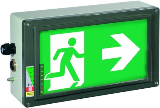 Ex-escape sign luminaires EX-LITE N with integrated emergency light function for zone 121, Pictogram DIN ISO 7010, Arrow 3 Clock