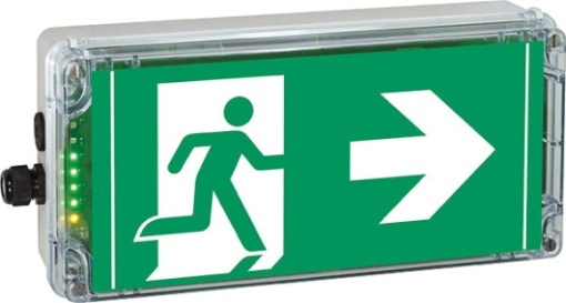 Ex-escape sign luminaires with integrated emergency lighting function EXIT 2 N for zone 222, Pictogram DIN ISO 7010, Arrow 3 Clock