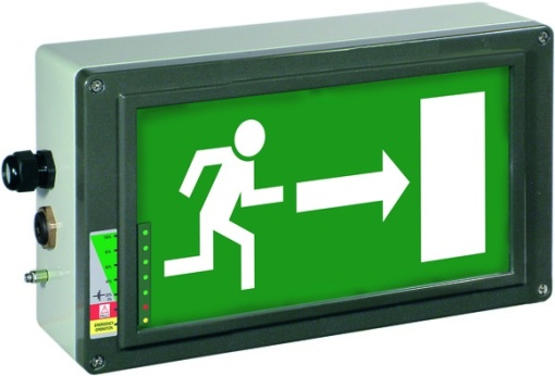 Ex-escape sign luminaires EX-LITE NLT with integrated emergency light function for zone 121, Pictogram EN 1838, Arrow 3 Clock