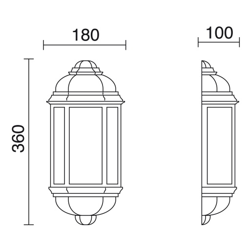 Aplicar clássico MEDI Transparent IP44 E27 42W Negro texturado