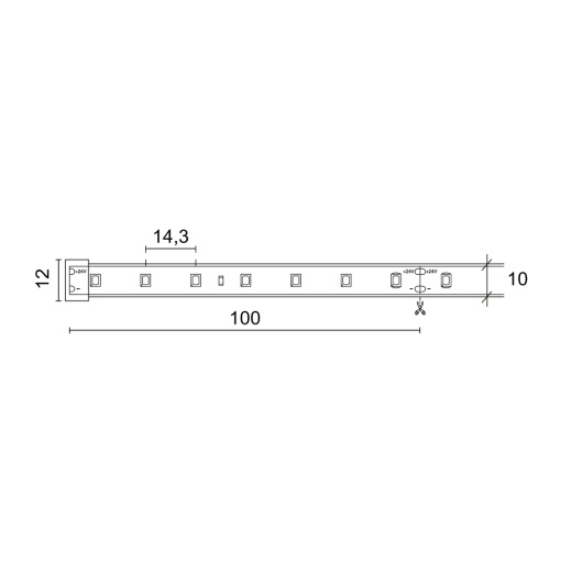 Tira conduzida NILO IP67 LED SMD 2835 4.80Wm 550lmm CRI90 4000K 120º