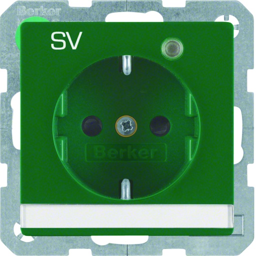 Q.x - Schuko "SV" p-etq cLED, verde