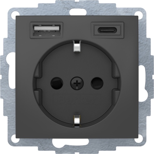 S.1B.x - Schuko c USB AC, antrac mate
