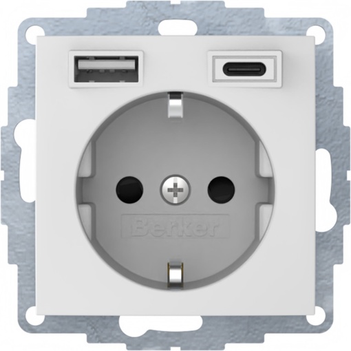 S.1B.x - Schuko c USB AC, branco mate