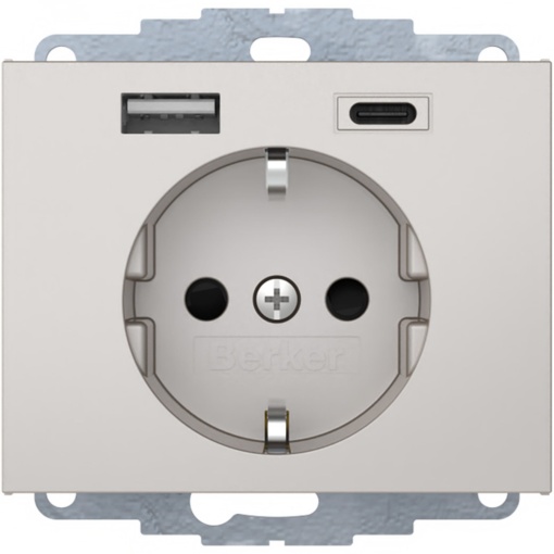 K.1K.5 - Schuko c USB AC, inox lac