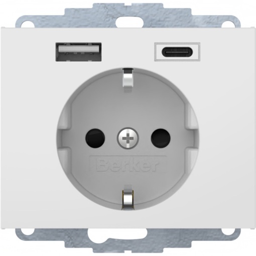 K.1K.5 - Schuko c USB AC, branco