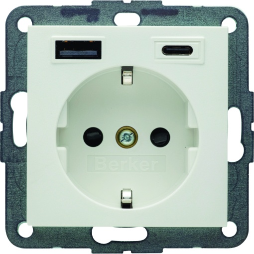 S.1 Schuko c USB AC 20W PD, branco mate