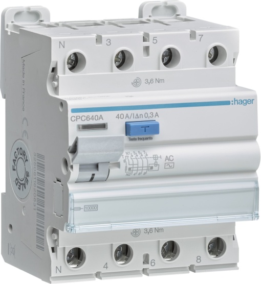 Inter. dif. 3PN 40A sel. 300 mA tipo AC