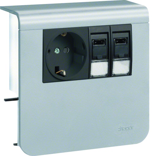 Schuko2xRJ45 Cat6 SL20055 alumínio