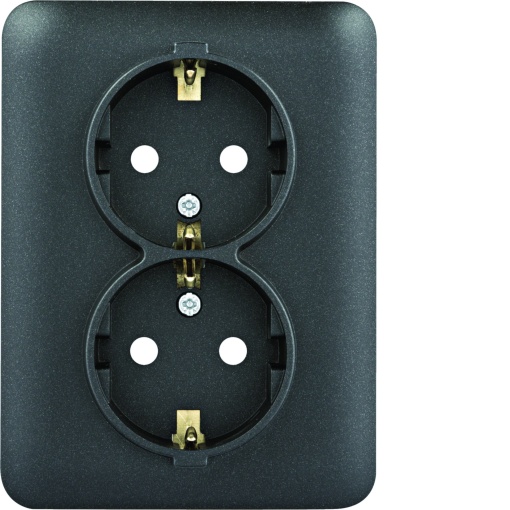 Tomada 2x Schuko cobtur. - preto
