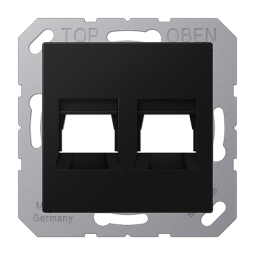 Placa Mod.Jack-Rad. 2 tomas A negro mate