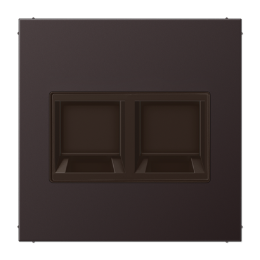 Placa Mod.Jack-Radiall. 2 tomas LS dark