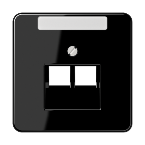 Placa central telef. 2 tomas CD negro