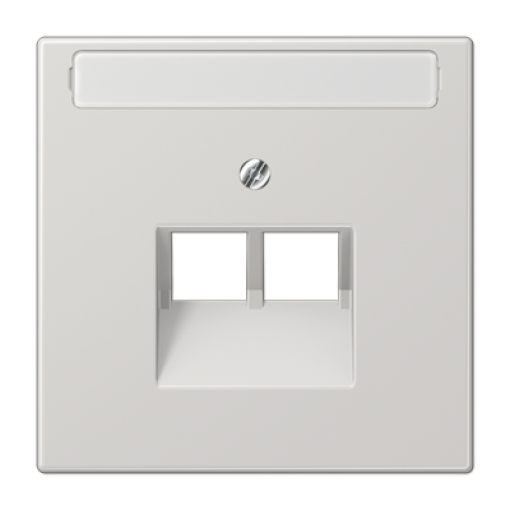 Placa telef. 2 tomas inscr. LS gris cl