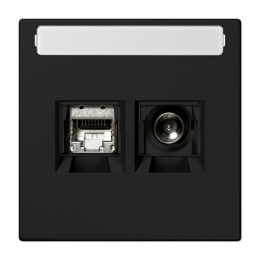 Toma smart TV 2F inscr. LS negro mate