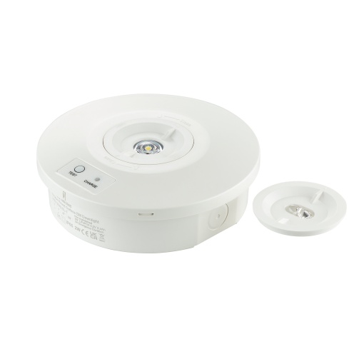 Downlight de emergência de montagem em superfície, Surface mounted emergency downlight, 2 W, 2 W, D155mm; H46 mm, 273 lm, 6500 K, IP65, ELP3h