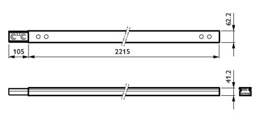 LL552T  Maxos unify rail 2215mm, IP20  Proteção de dedos