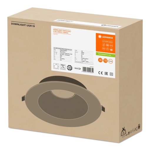 DOWNLIGHT UGR19 DALI DN195 21 W 840 WT IP54 DALI