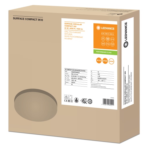 SURFACE COMPACT IK10 24 W 4000 K IP65 WT