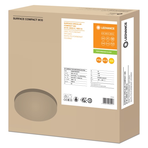 SURFACE COMPACT IK10 24 W 3000 K IP65 WT