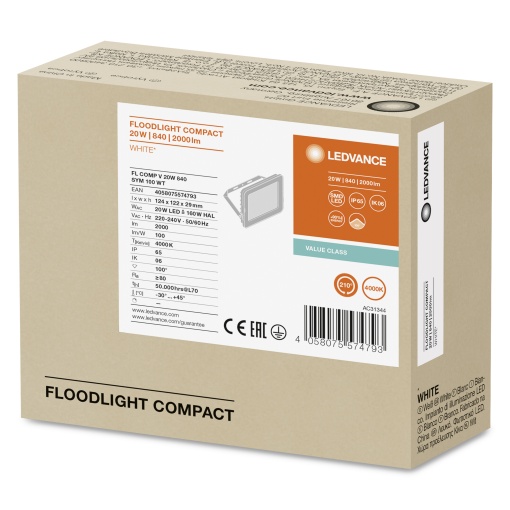 FLOODLIGHT COMPACT 20W 840 SYM 100 WT