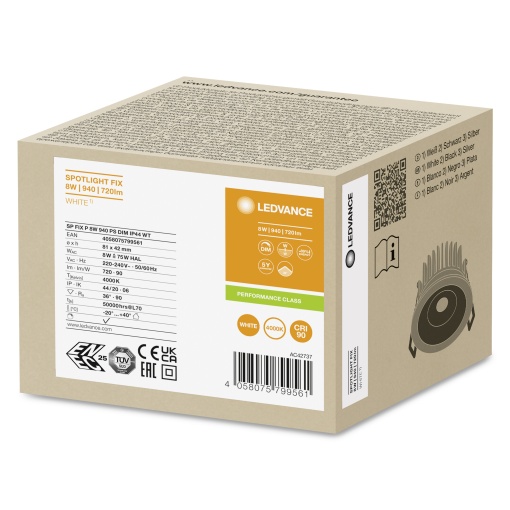 SPOT FIX 8W 940 PS DIM IP44 WT