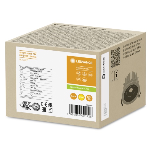 SPOT FIX 8W 927 PS DIM IP44 BK