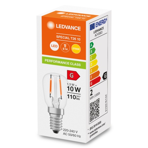LED SPECIAL T26 P 1.3W 827 Clear E14