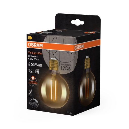 Vintage 1906 LED CLASSIC Globe Dimmable 6.5W 824 Gold E27