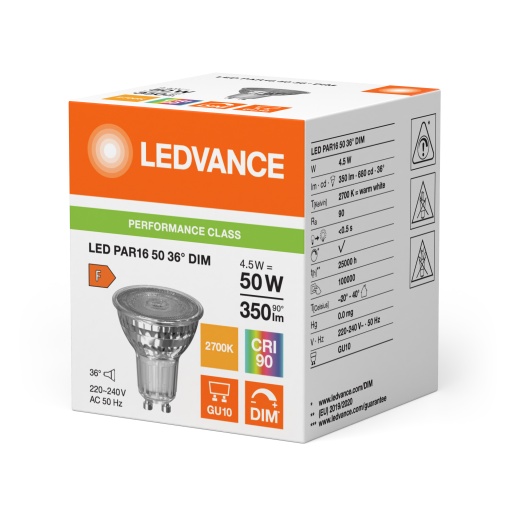 LED PAR16 DIM P 4.5W 927 GU10