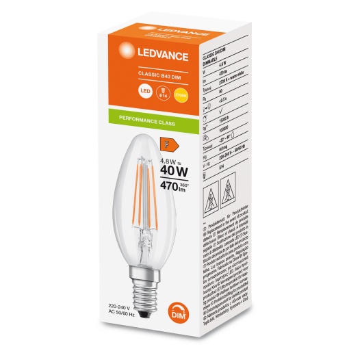 LED CLASSIC B DIM P 4.8W 827 Clear E14
