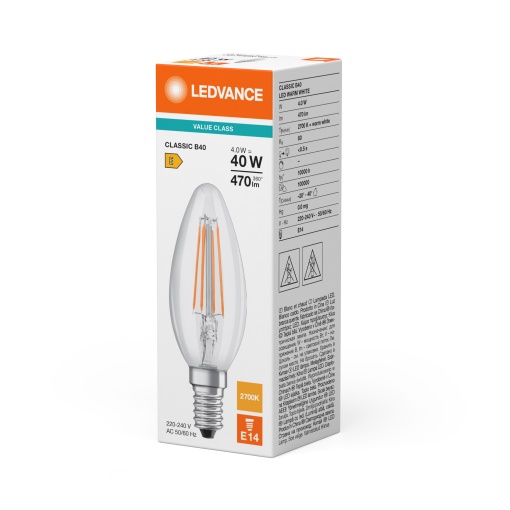 LED CLASSIC B V 4W 827 Clear E14