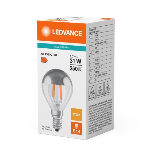 LED CLASSIC P MIRROR P 4W 827 Silver E14
