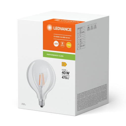 LED CLASSIC GLOBE P 4W 827 Clear E27
