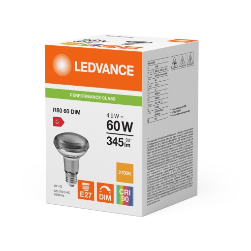 LED R80 DIM P 4.9W 927 E27
