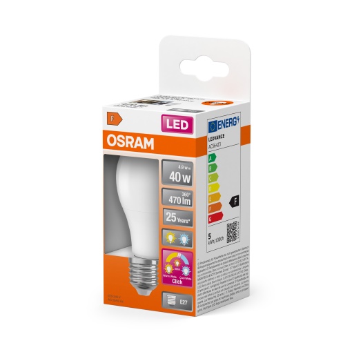 LED Relax, Active and Sleep CLASSIC A 4.9W 827840 Frosted E27 3x click