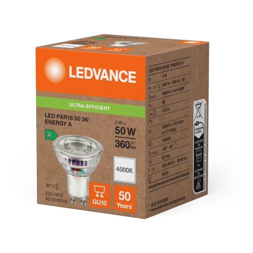 LED LAMPS ENERGY EFFICIENCY REFLECTOR S 2W 840 GU10