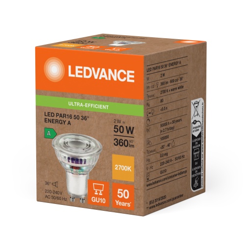 LED LAMPS ENERGY EFFICIENCY REFLECTOR S 2W 827 GU10