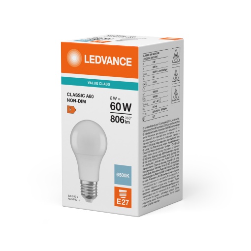 LED CLASSIC A V 8W 865 Frosted E27