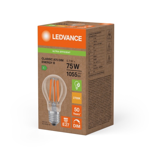 LED CLASSIC A ENERGY EFFICIENCY B DIM S 5.7W 827 Clear E27