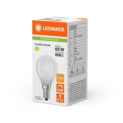 LED CLASSIC P DIM P 5.9W 827 Frosted E14
