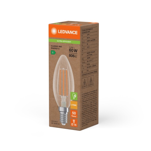 LED CLASSIC B ENERGY EFFICIENCY A S 3.8W 827 Clear E14