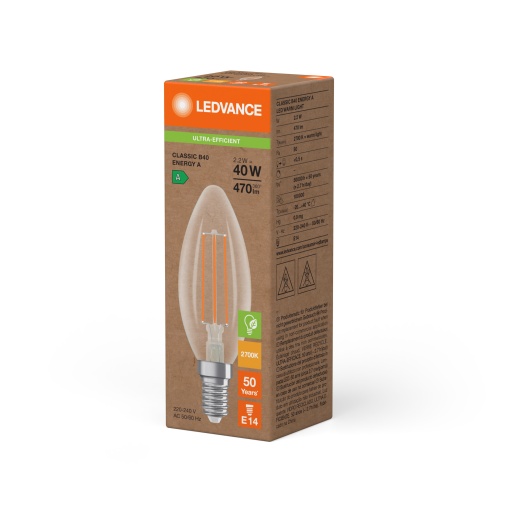 LED CLASSIC B ENERGY EFFICIENCY A S 2.2W 827 Clear E14