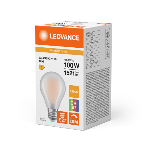LED CLASSIC A DIM CRI97 S 13.8W 927 Frosted E27
